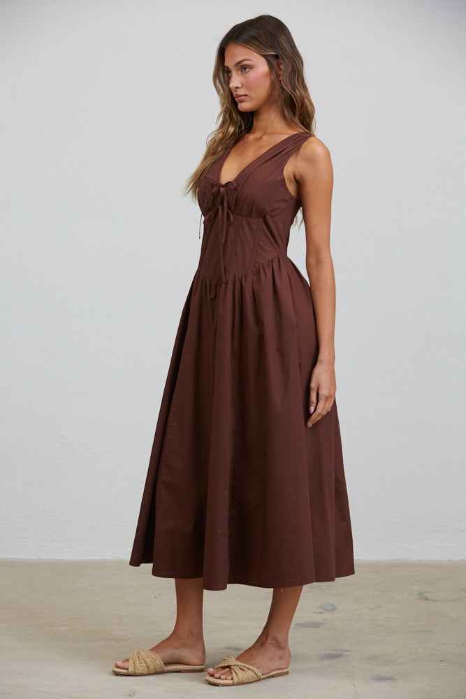Rene Corset Poplin Midi Dress