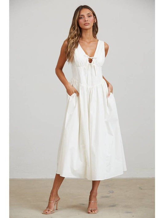 Rene Corset Poplin Midi Dress