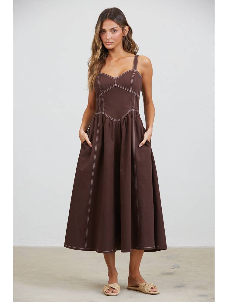 Gemma Stitch Seamed Midi Dress