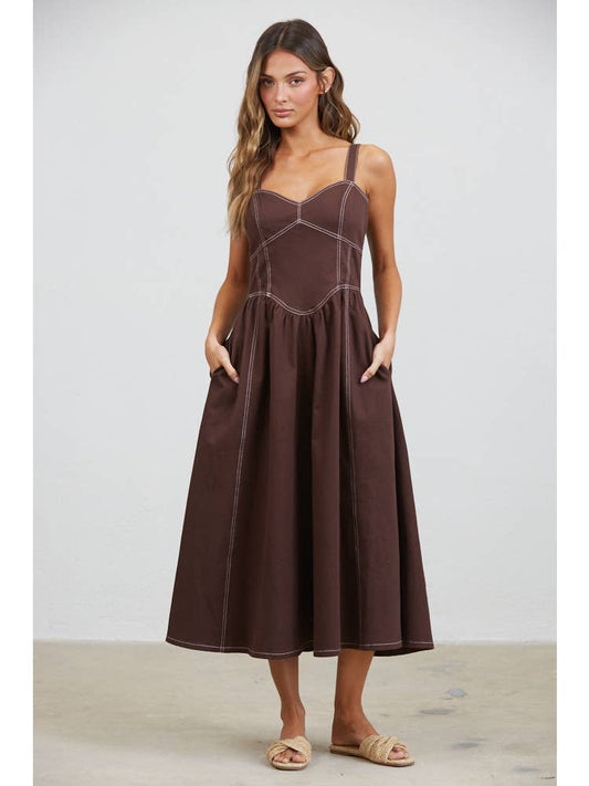 Gemma Stitch Seamed Midi Dress