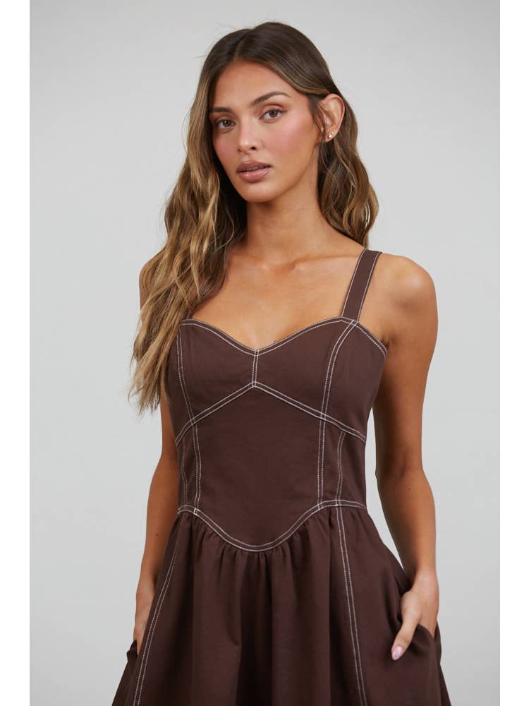 Gemma Stitch Seamed Midi Dress