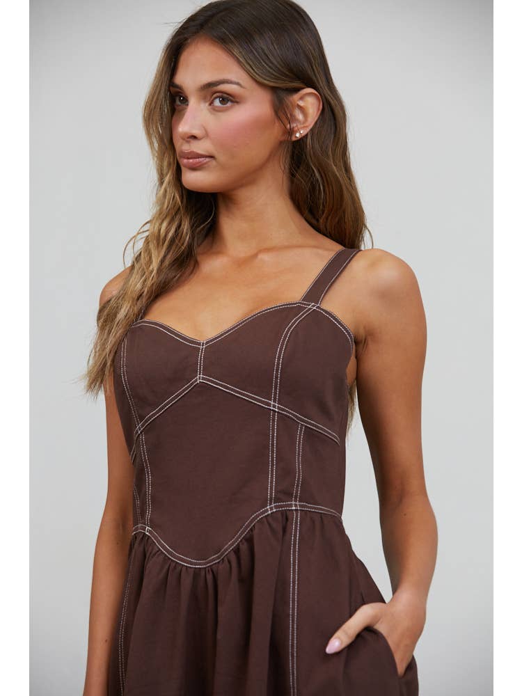 Gemma Stitch Seamed Midi Dress