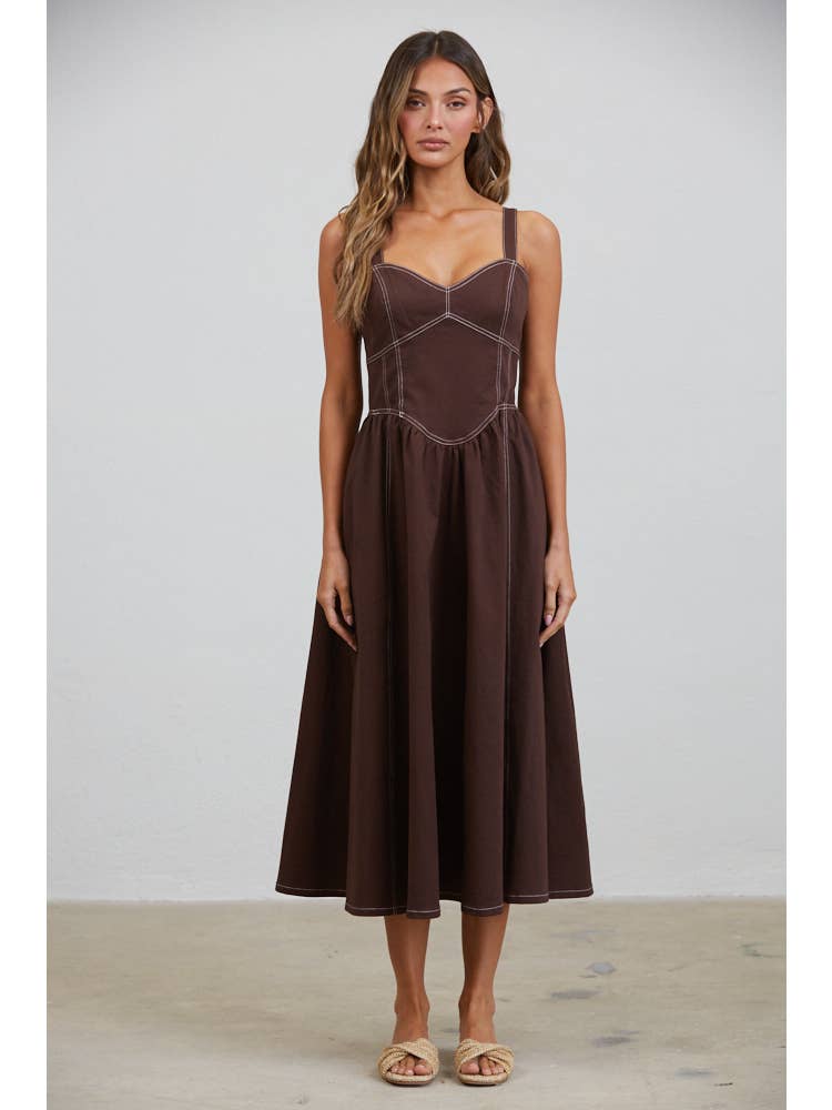 Gemma Stitch Seamed Midi Dress