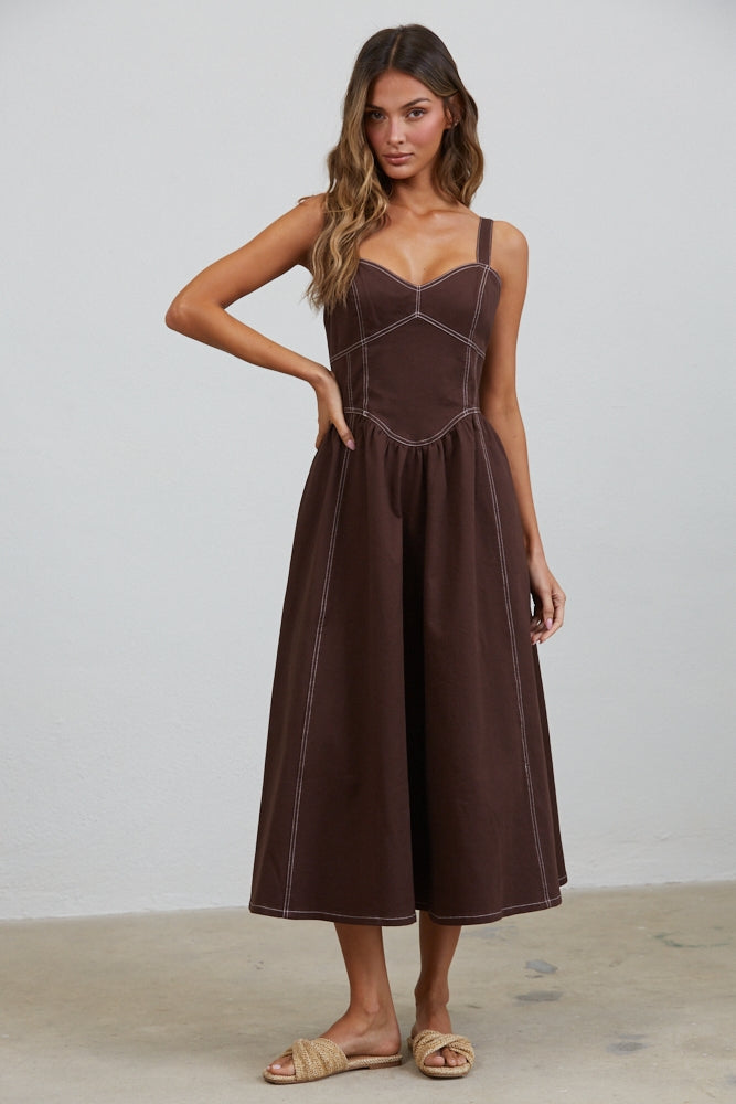 Gemma Stitch Seamed Midi Dress