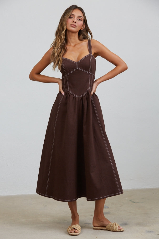 Gemma Stitch Seamed Midi Dress