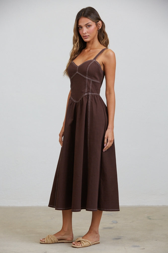 Gemma Stitch Seamed Midi Dress