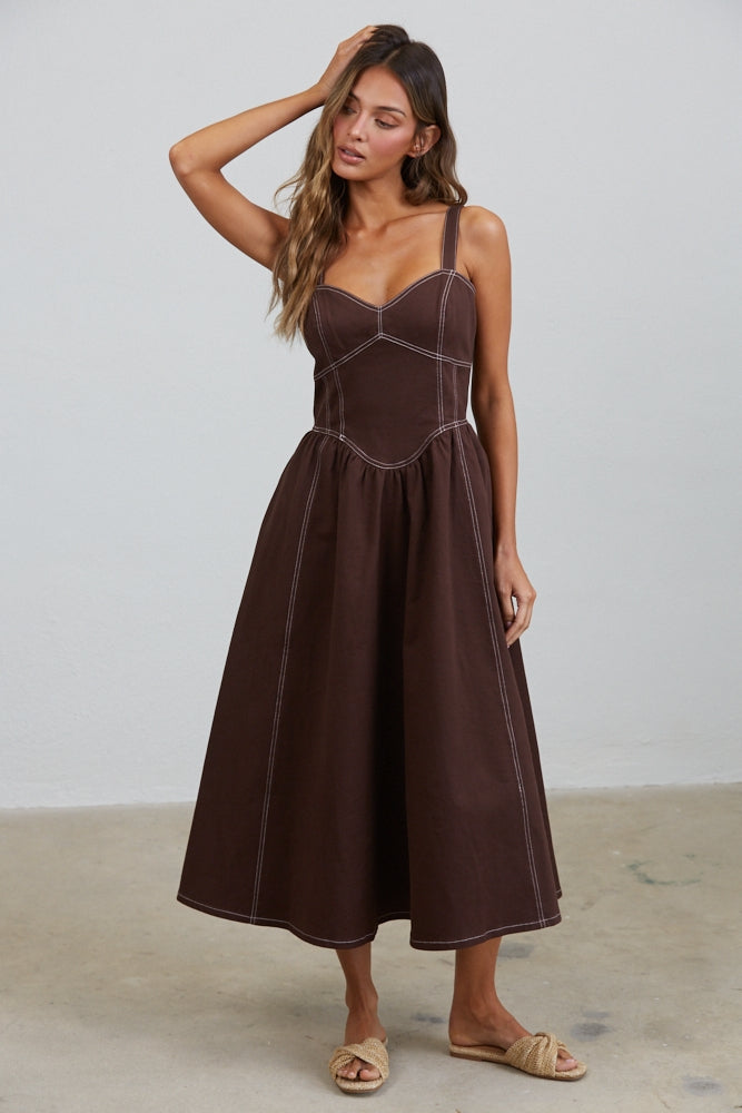 Gemma Stitch Seamed Midi Dress