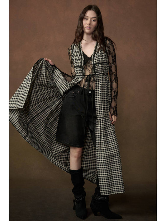 Black Gingham Duster Top