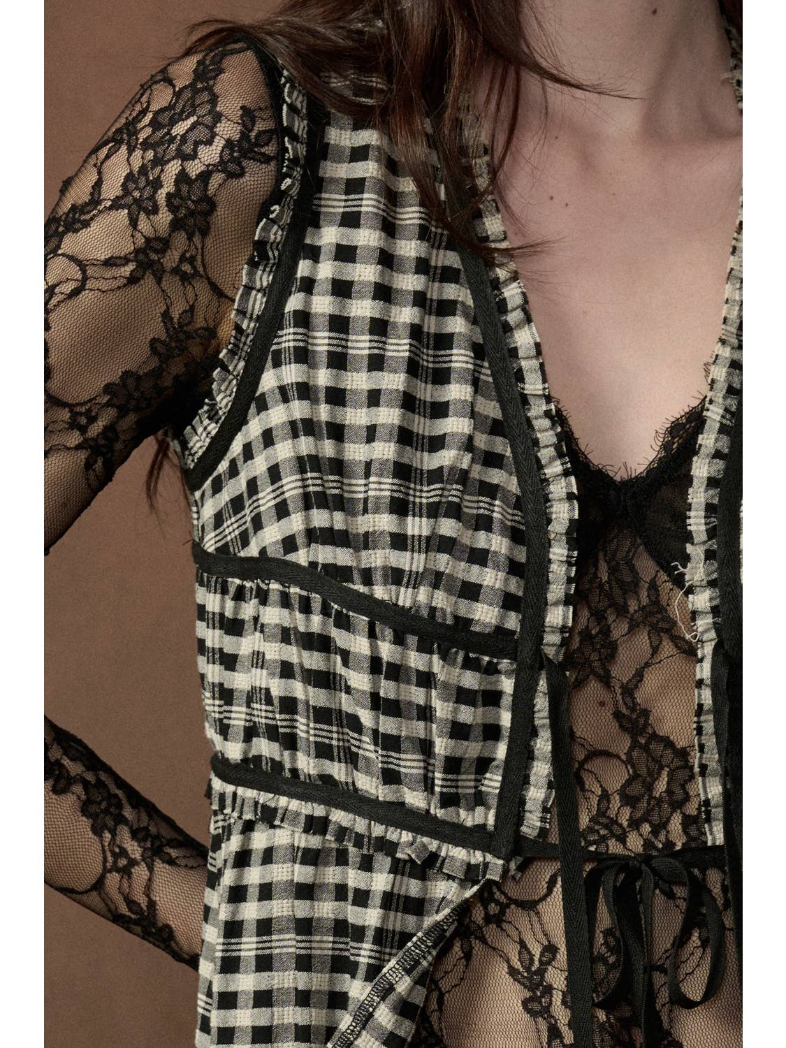 Black Gingham Duster Top