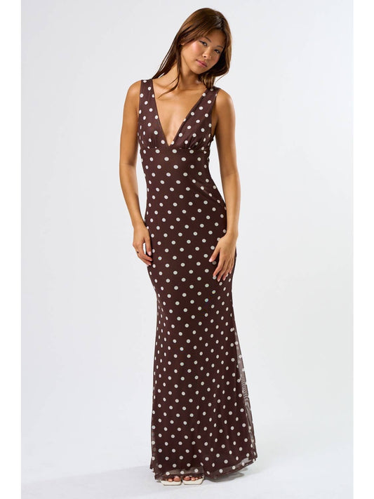 Mesh Polka Dot Maxi Dress