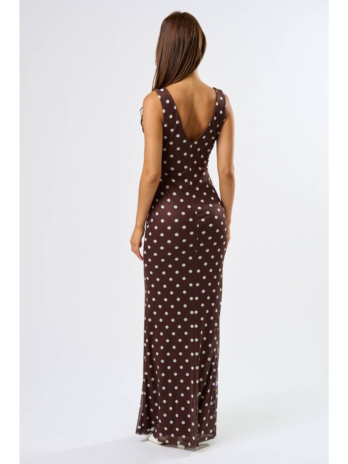 Mesh Polka Dot Maxi Dress