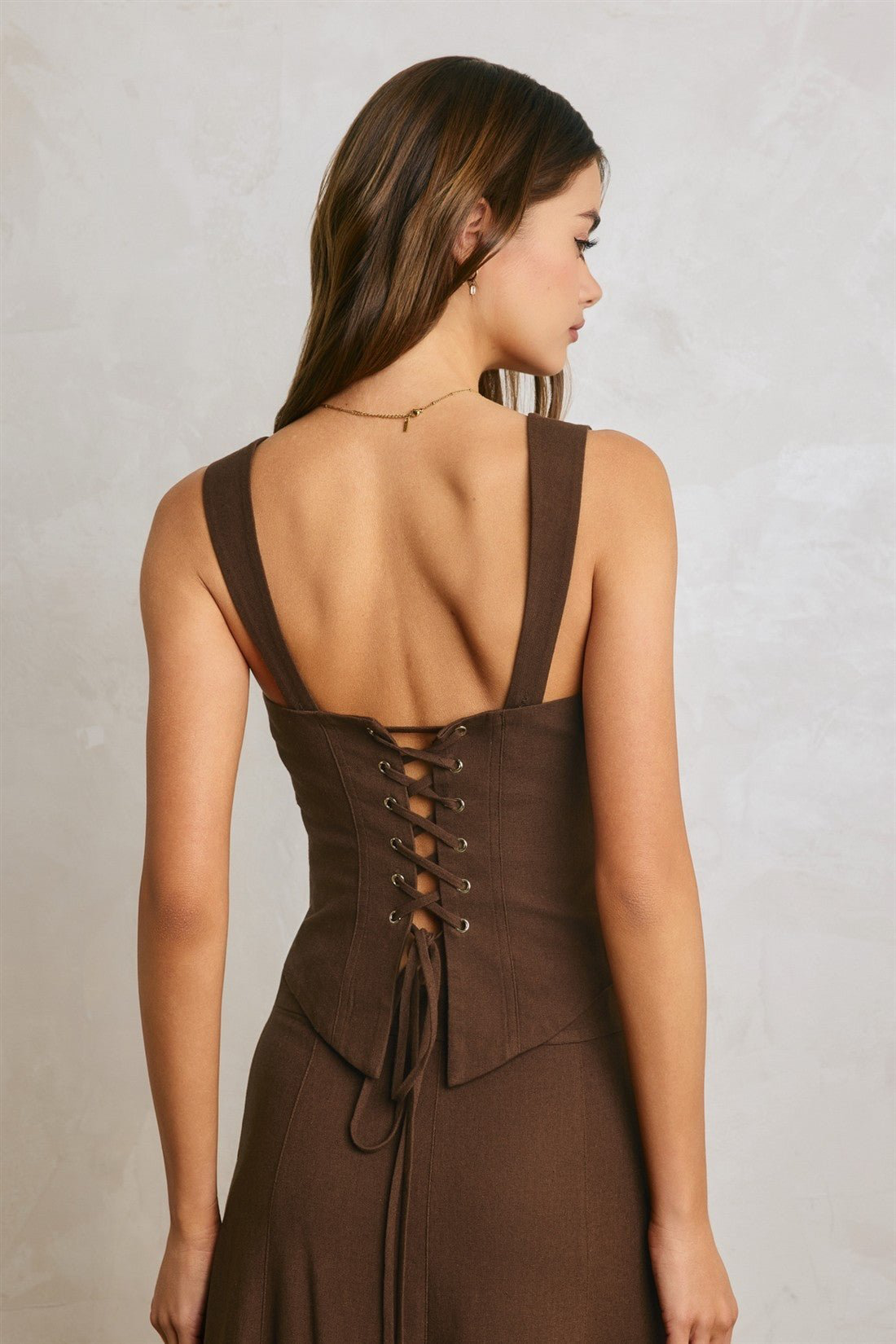 Brown Linen Corset Top