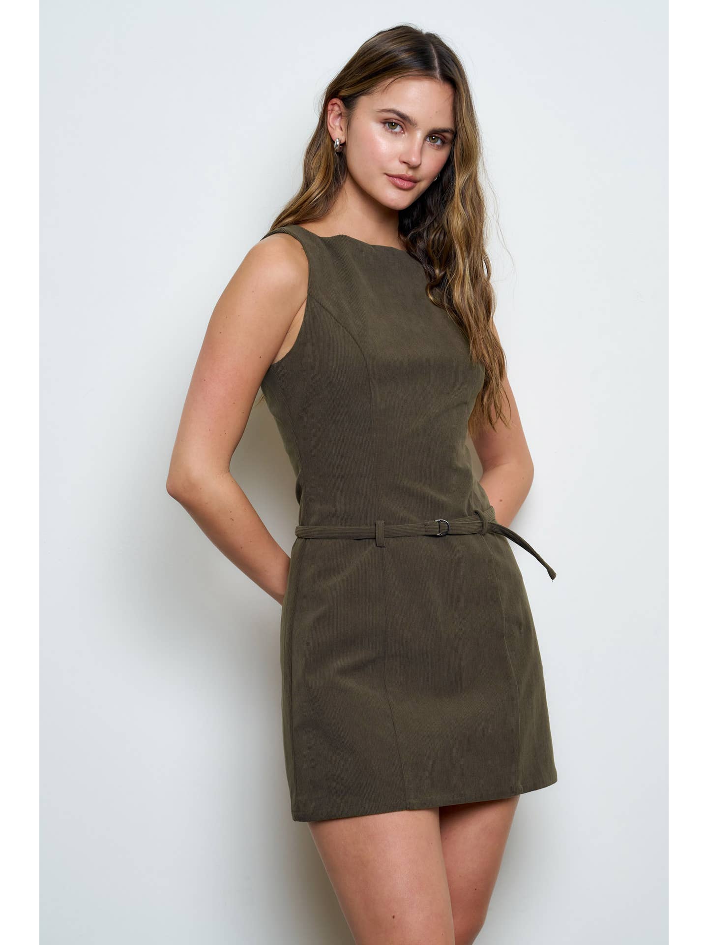Suede Belted Mini Dress