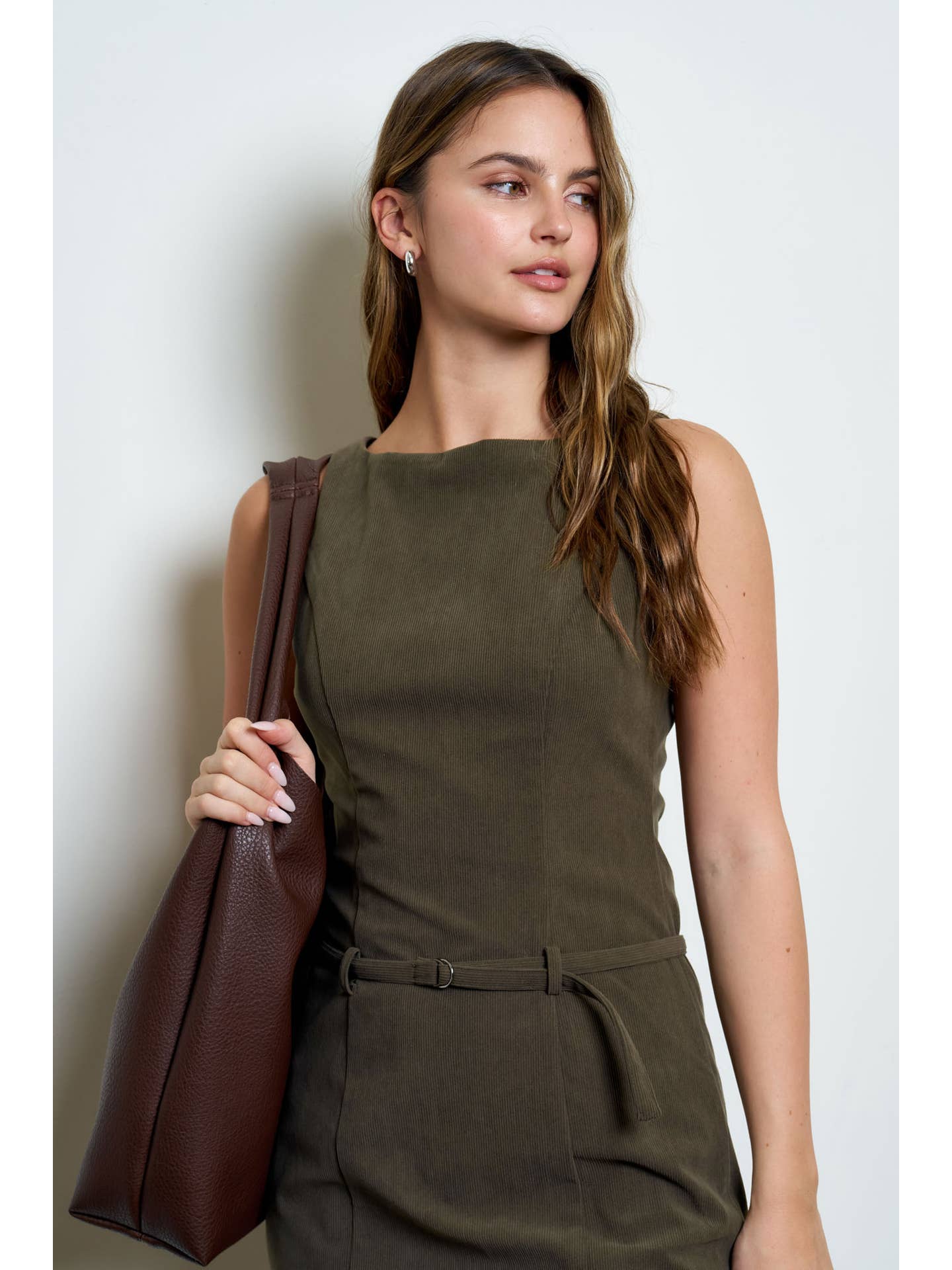 Suede Belted Mini Dress