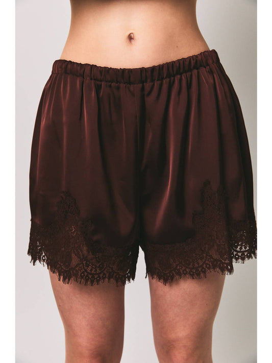 Mid Rise Lace Trim Shorts