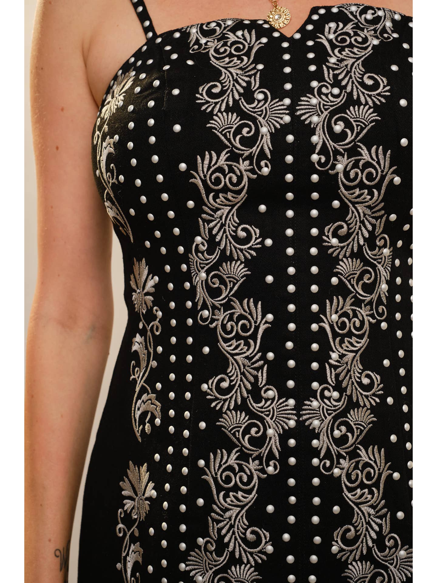 Black Denim Studded Mini Denim Dress