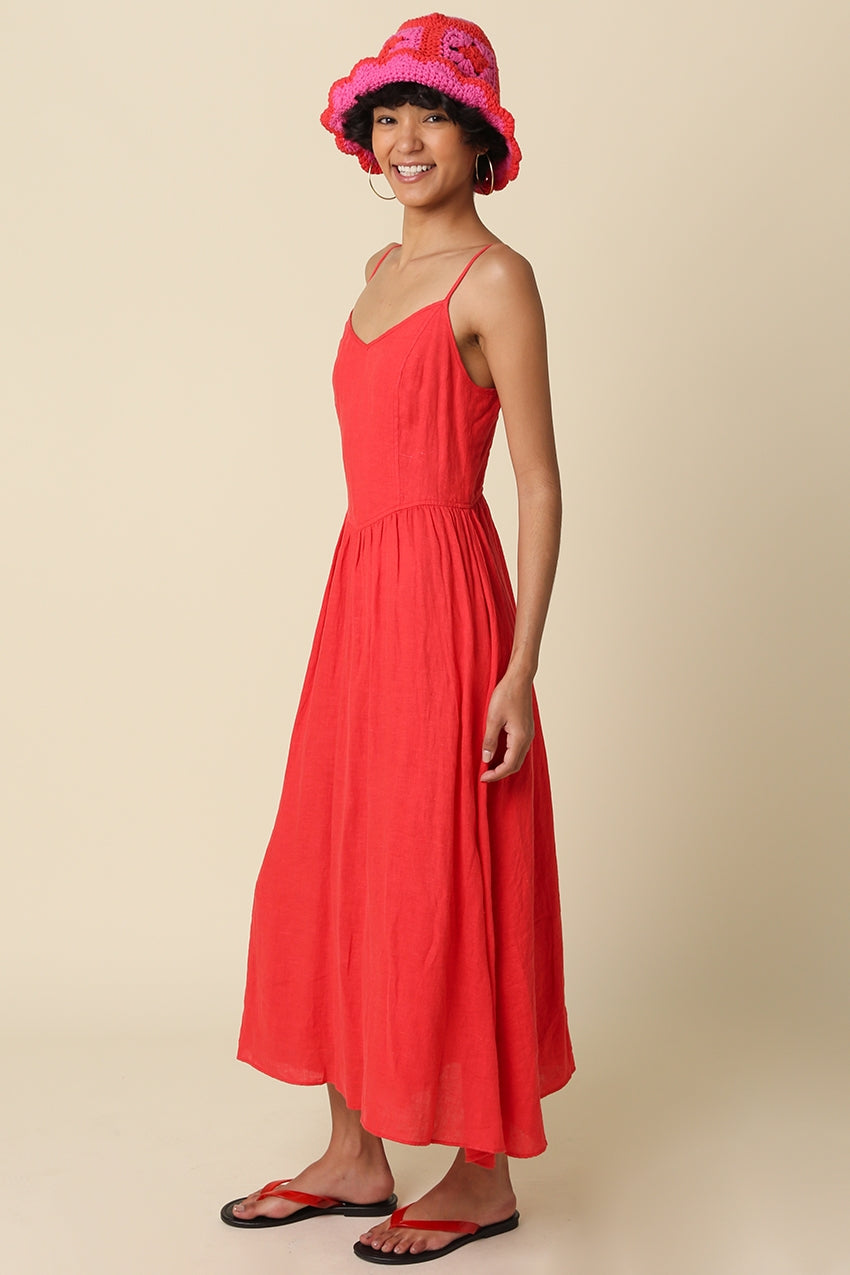 Red Jodi Linen Maxi Dress