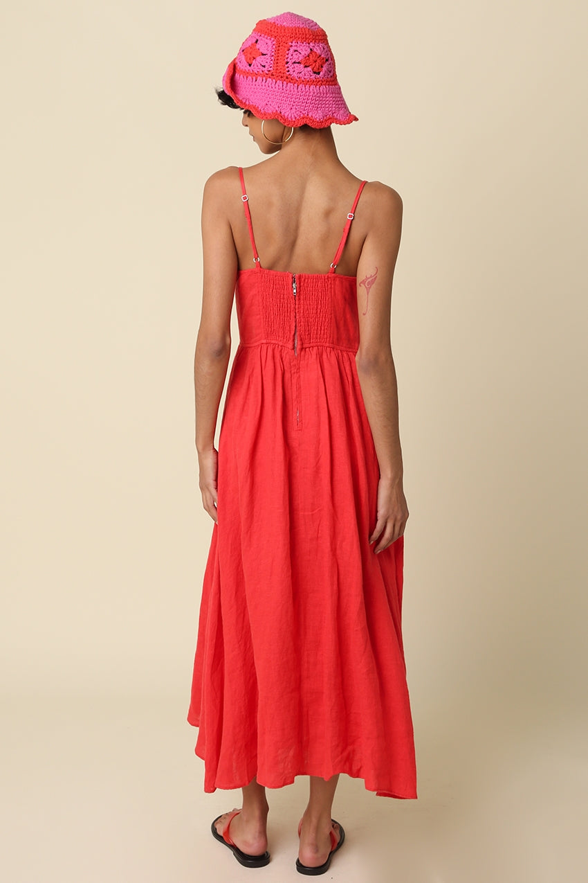 Red Jodi Linen Maxi Dress