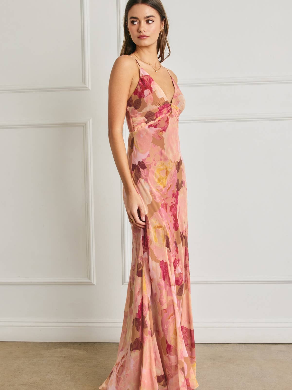 Romantic Floral Pink Maxi Dress
