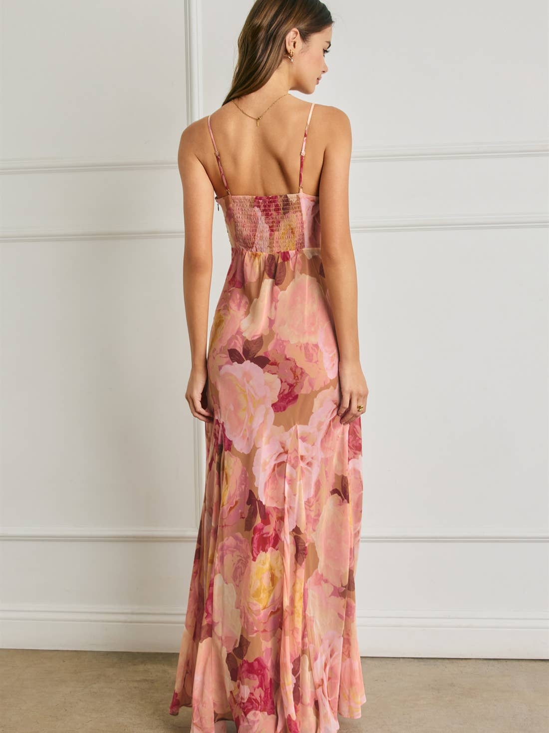 Romantic Floral Pink Maxi Dress