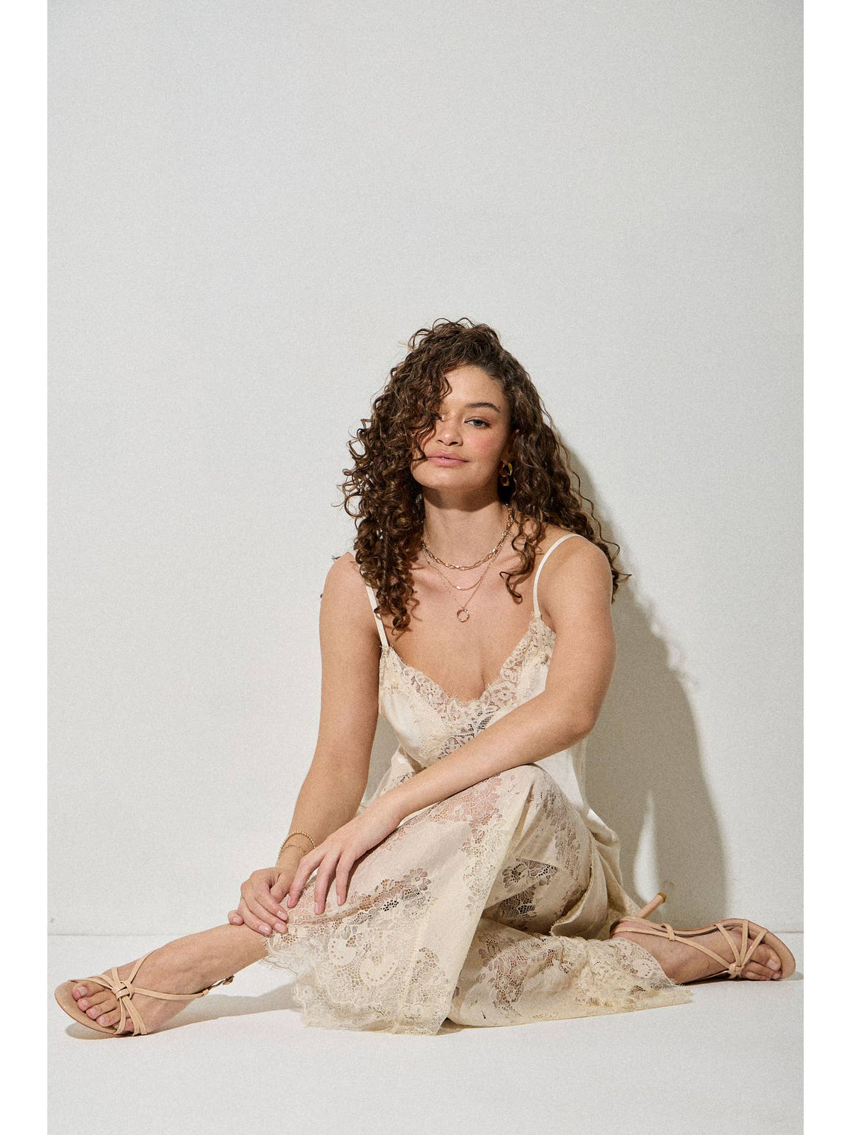 Satin Lace Trim Cami and Pants Set