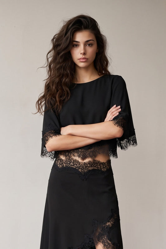 Lace Trim Cape Top