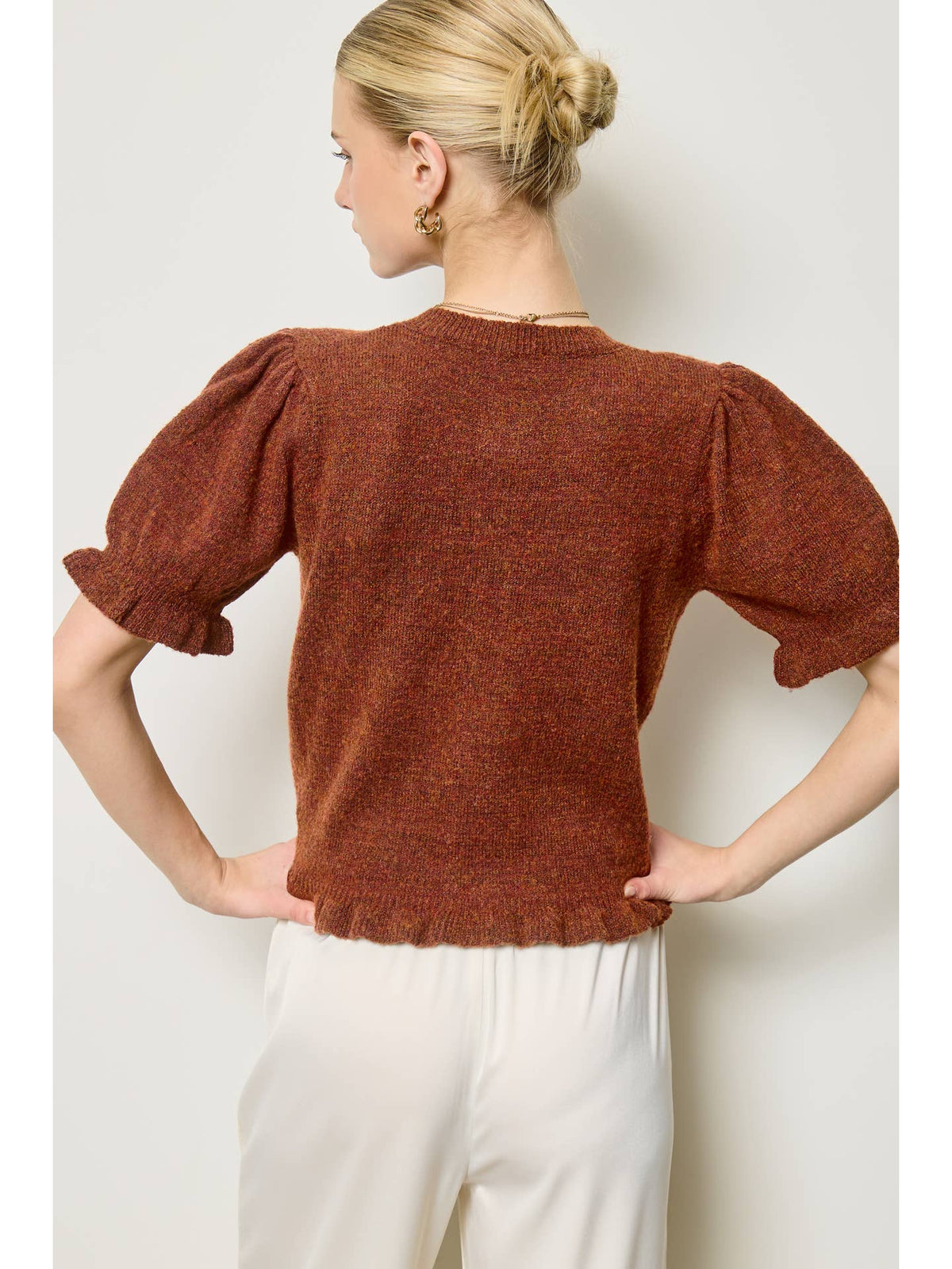 Puff Sleeve Button Cardigan