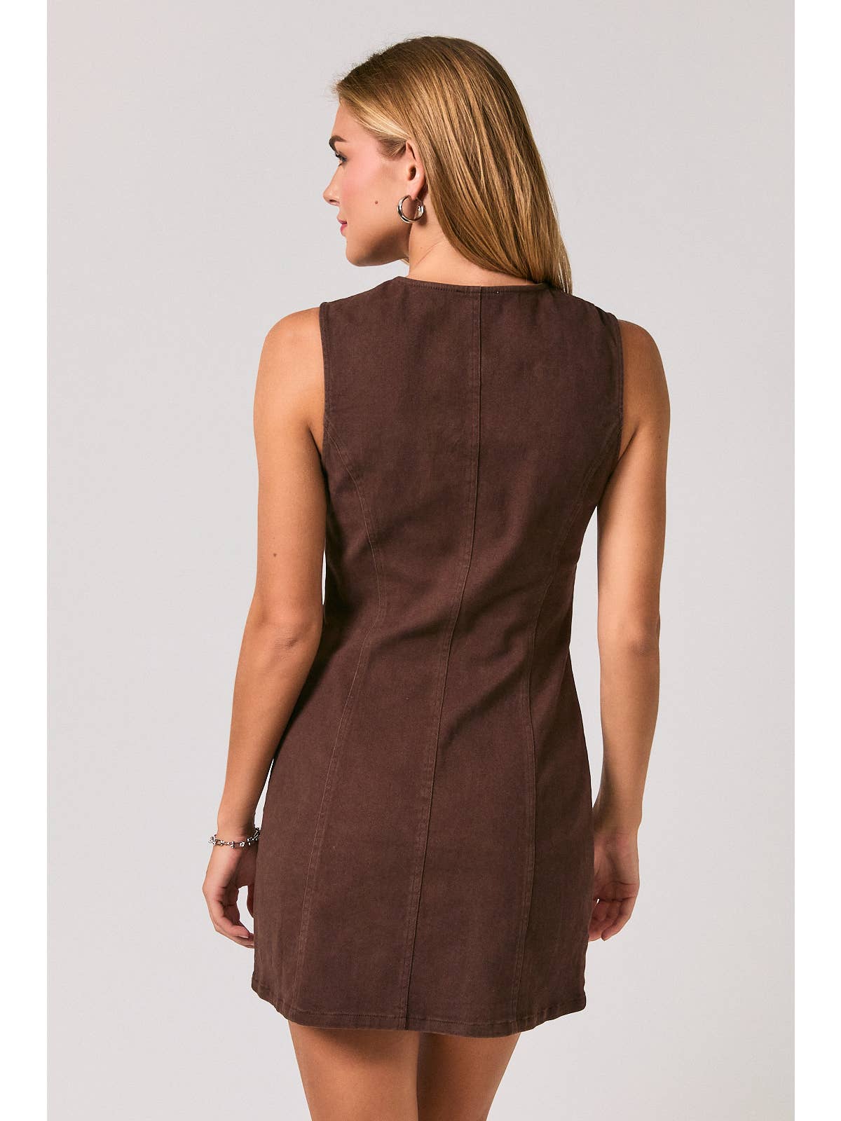 Keyhole Brown Denim  Mini Dress