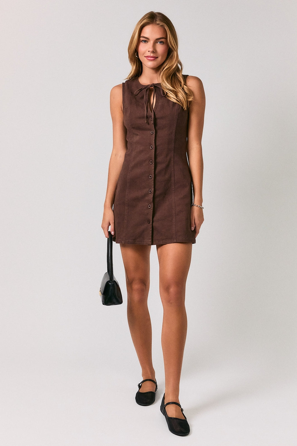 Keyhole Brown Denim  Mini Dress