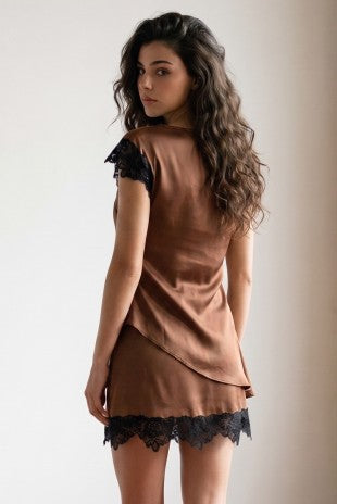 Satin & Lace Asymmetric Top