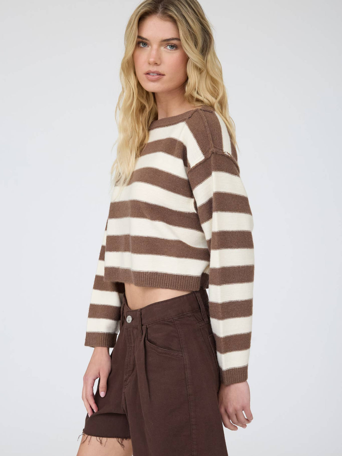 Stripe Exposed Seam Sweater