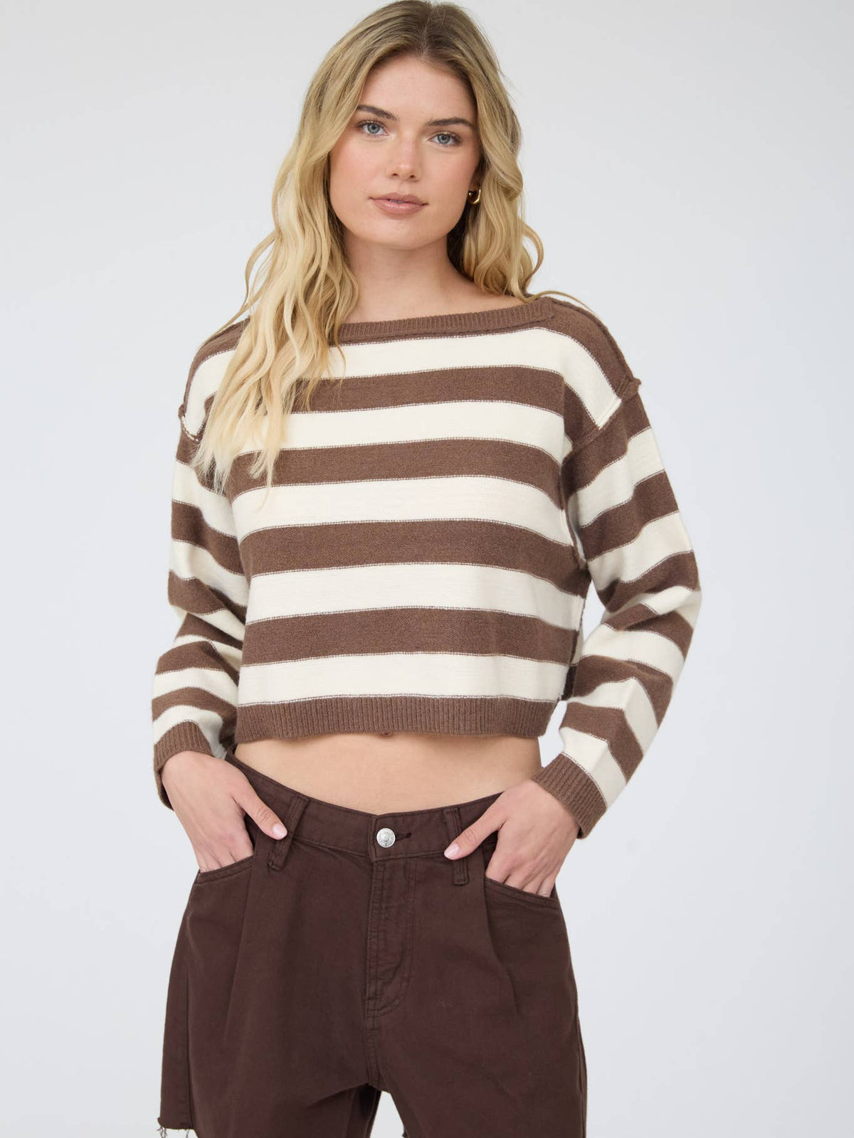 Stripe Exposed Seam Sweater