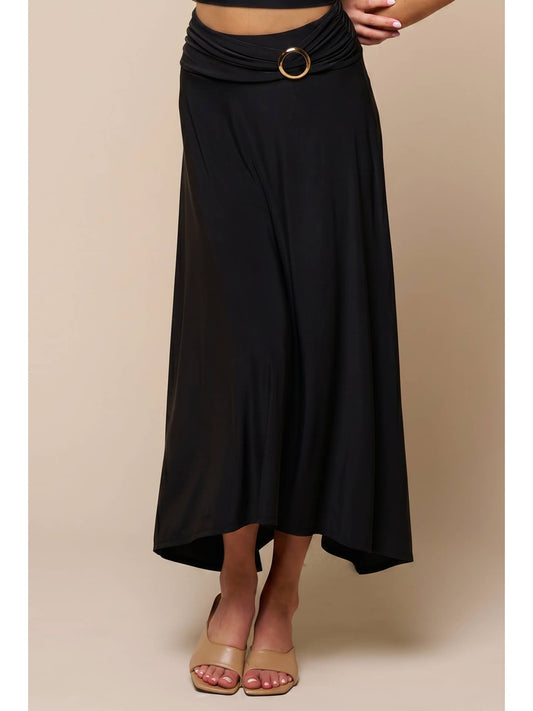 Belted Black Flowy Skirt