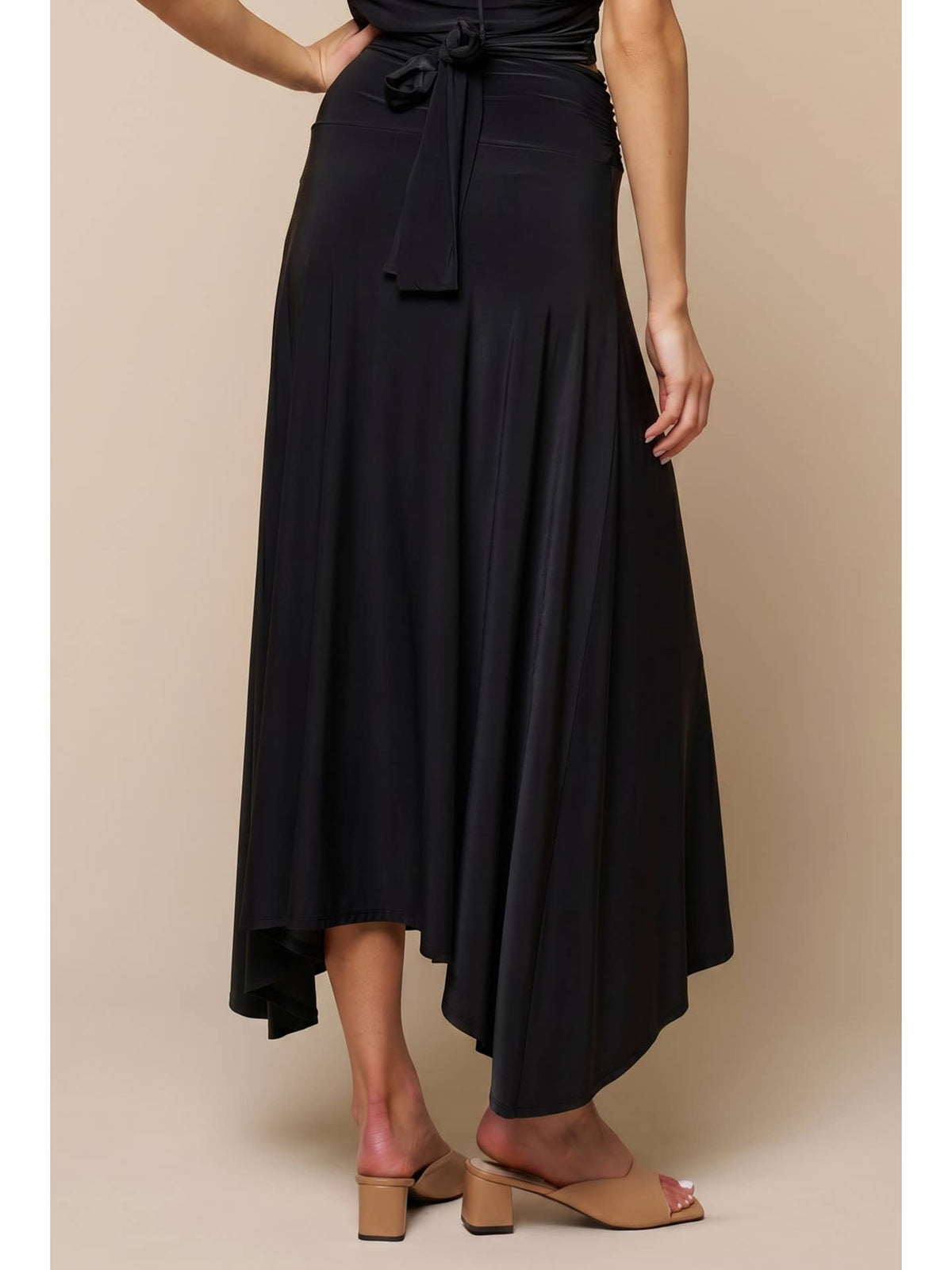 Belted Black Flowy Skirt