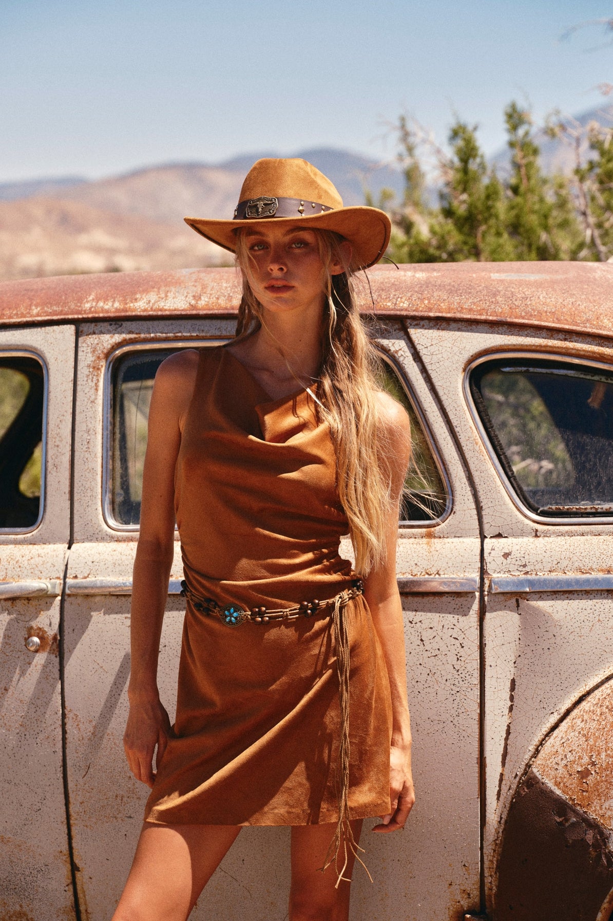 Side Ruched Suede Mini Dress