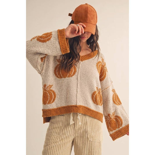Rustic Pumpkin Relaxed Knit Sweater