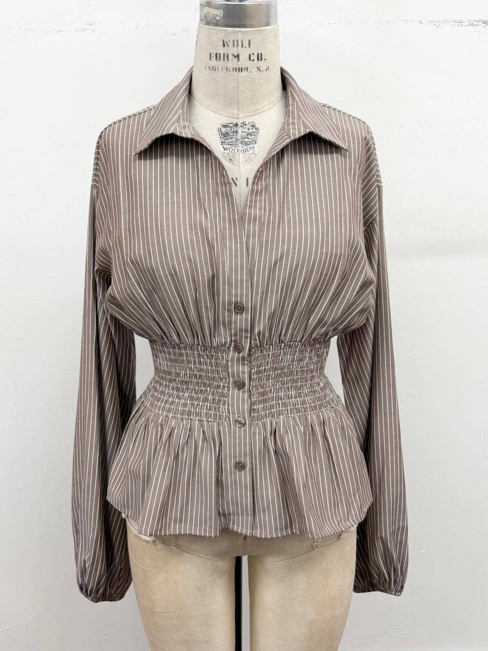 Pinstripe Smock Peplum Top
