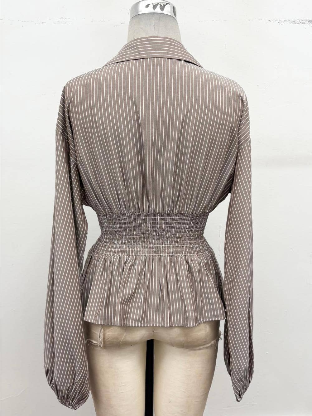 Pinstripe Smock Peplum Top