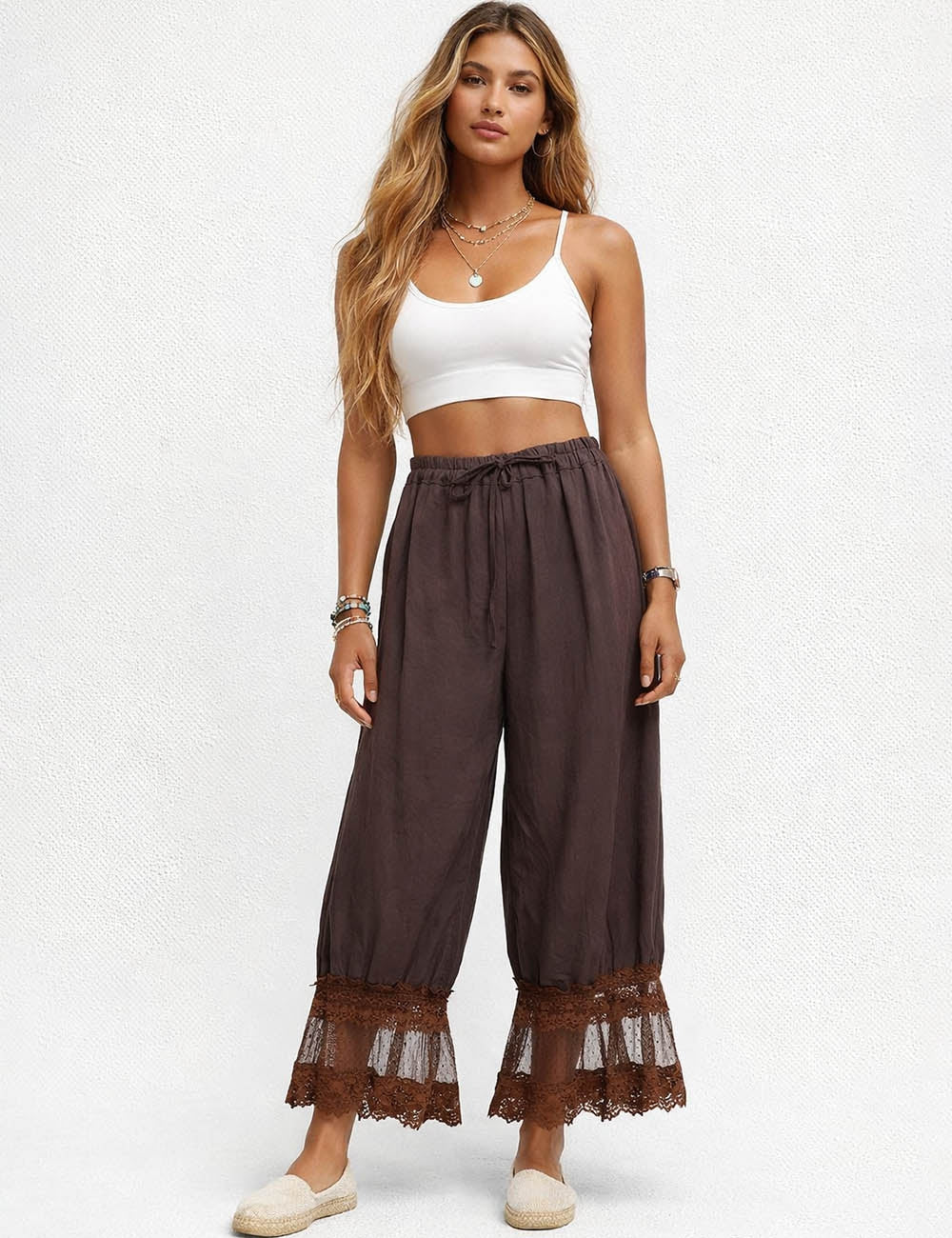 Lace Ballon Fit Crop Pants