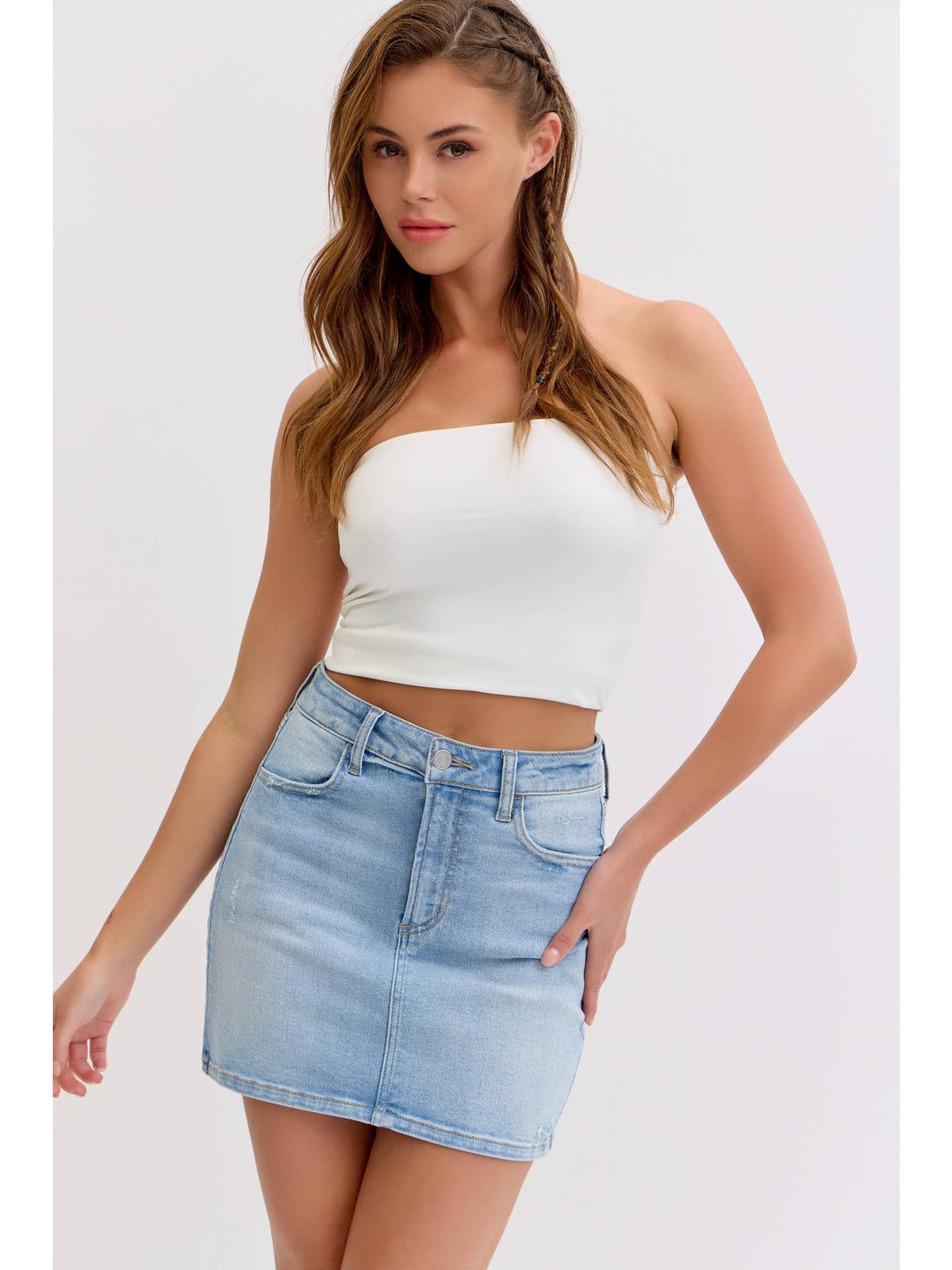 Denim Mid Rise Mini Skirt