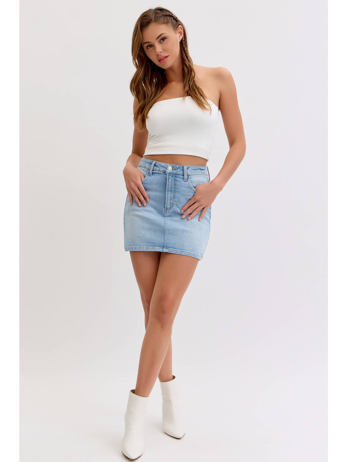 Denim Mid Rise Mini Skirt