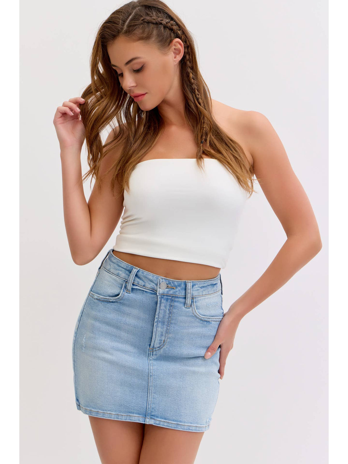 Denim Mid Rise Mini Skirt
