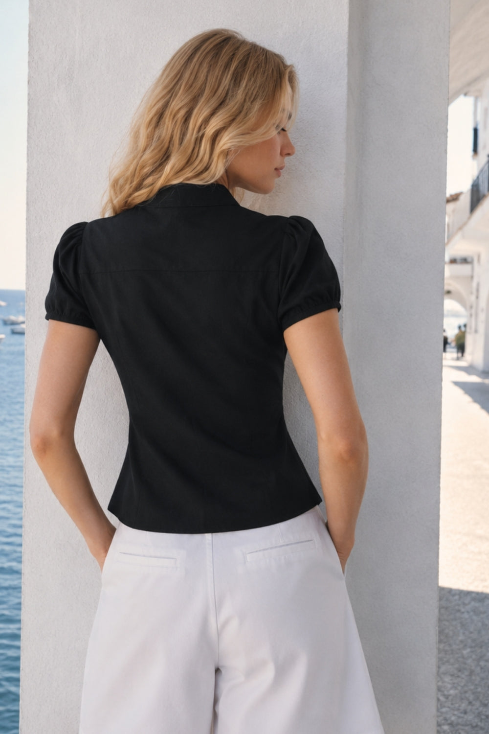 Poplin Tied Short Sleeve Top