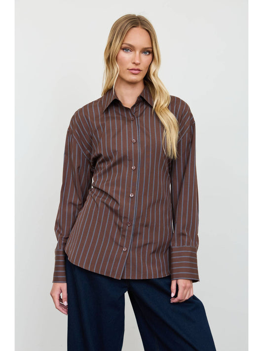 Stripe Button Down With Tie Back Top