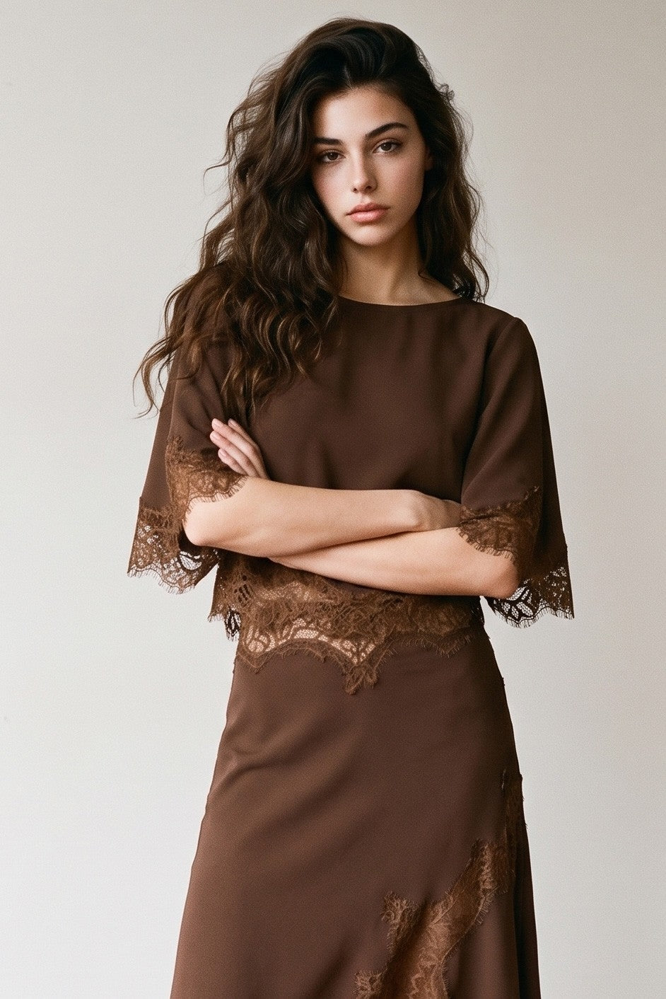Lace Trim Cape Top