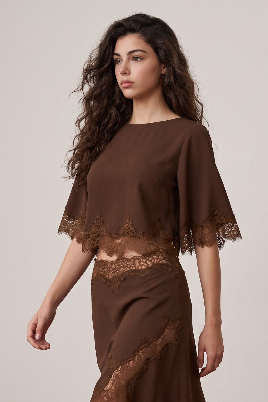 Lace Trim Cape Top