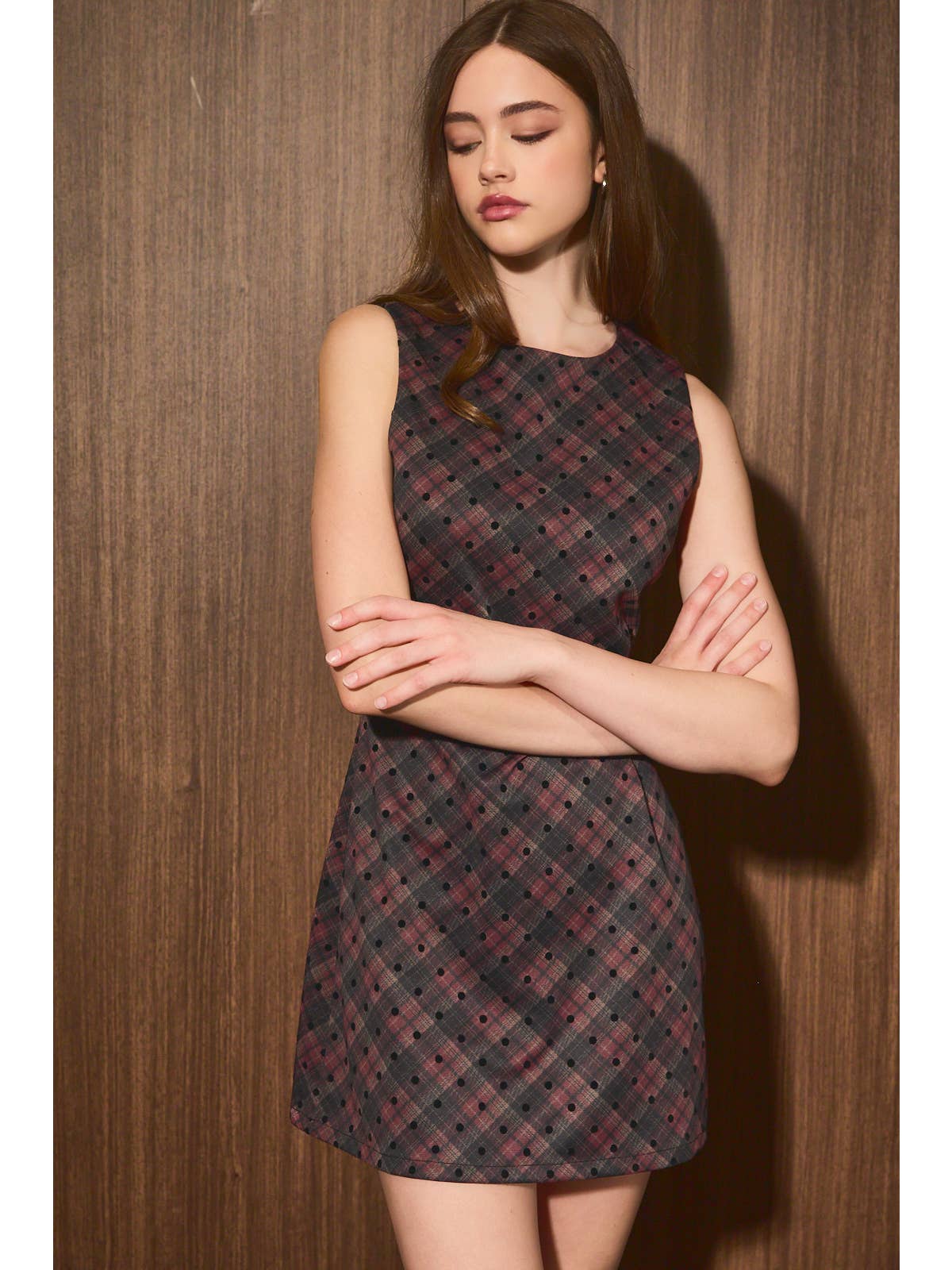 Plaid & Polka Dot A-Line Mini Dress
