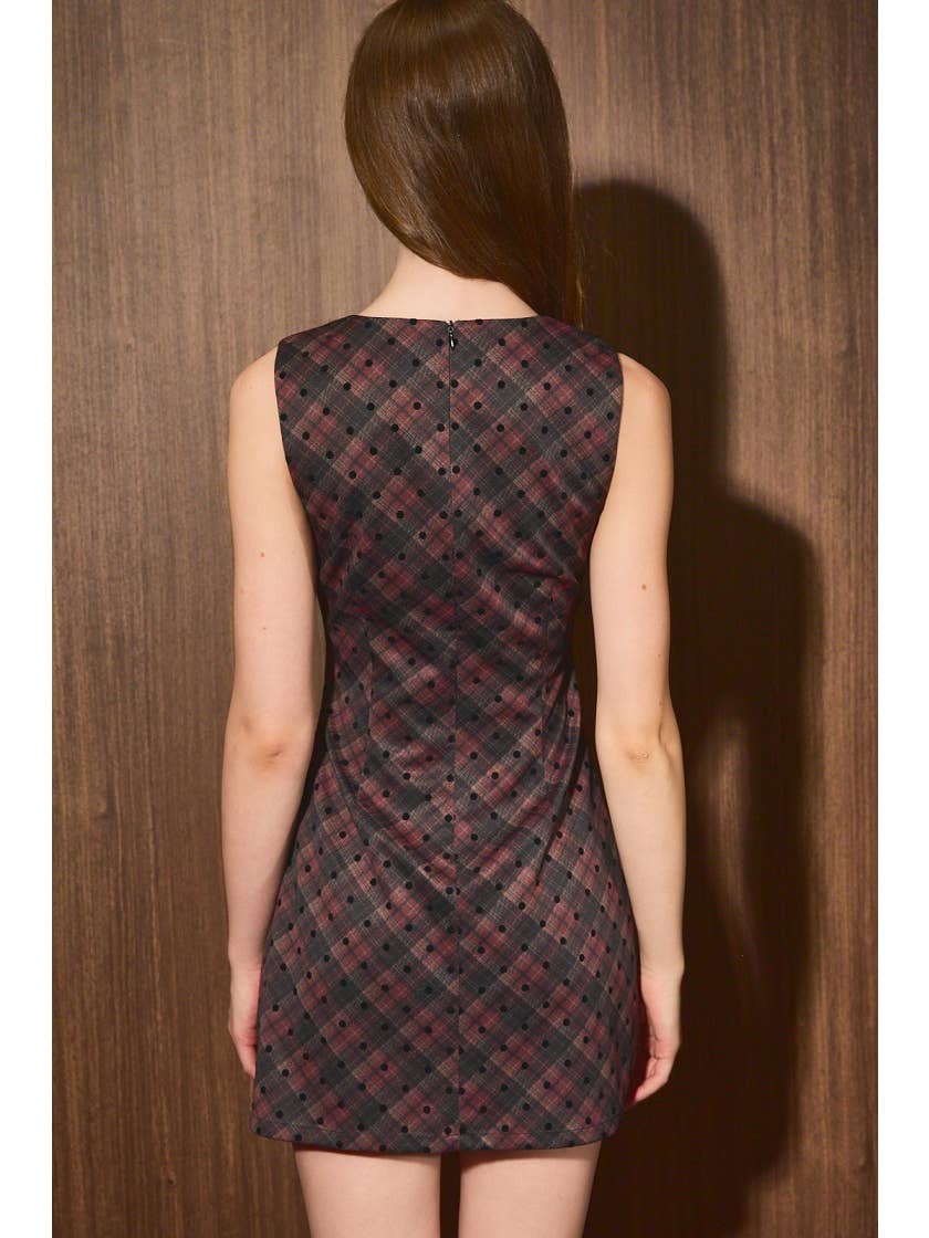 Plaid & Polka Dot A-Line Mini Dress