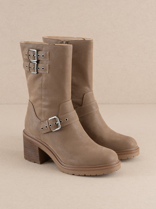 Taupe Moto Boots