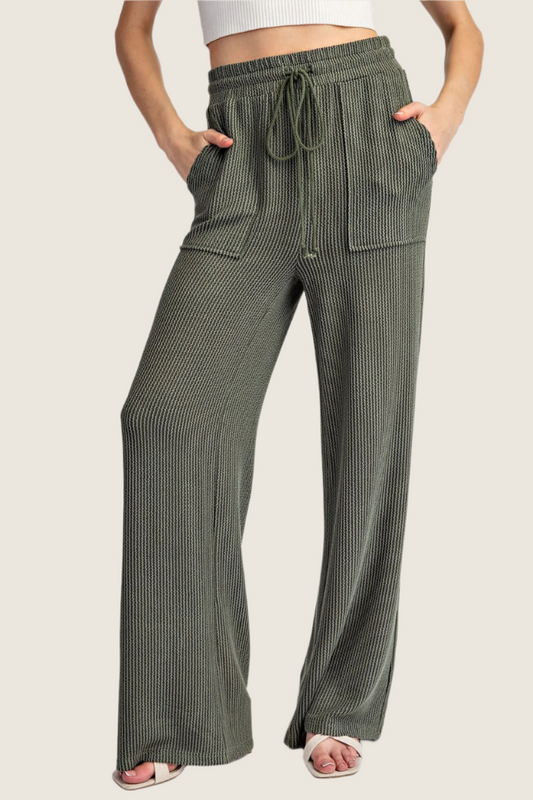 Textured Drawstring Pants